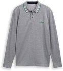 Thumbnail - TOM TAILOR Herren Langarm Piqué Poloshirt mit Logo-Print, blau, Meliert, Gr. XL