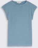 TOM TAILOR DENIM Damen Slim Fit T-Shirt mit Rippstruktur, blau, Uni, Gr. L