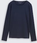 TOM TAILOR Damen Basic Langarmshirt, blau, Uni, Gr. XS