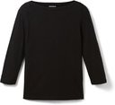 TOM TAILOR Damen Basic Longsleeve mit 3/4-Arm aus Baumwolle, schwarz, Uni, Gr. L