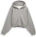 Thumbnail - TOM TAILOR Mädchen Cropped Hoodie Sweatjacke in Glitzer-Optik, grau, Meliert, Gr. 176