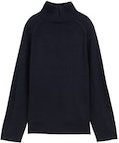 TOM TAILOR Damen Loose Fit Strickpullover mit Stehkragen, blau, Uni, Gr. M