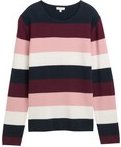 Thumbnail - TOM TAILOR Damen Strickpullover mit Rundhalsausschnitt, lila, Gestreift, Gr. L