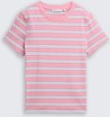 TOM TAILOR DENIM Damen T-Shirt aus Baumwolle, rosa, Gestreift, Gr. L
