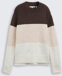 TOM TAILOR DENIM Damen Strickpullover mit Colour Blocking, braun, Colour Blocking, Gr. XL