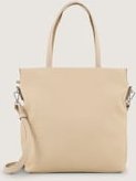 TOM TAILOR Damen TTROSA M Zip Shopper mit doppeltem Riemen, beige, Uni, Gr. ONESIZE