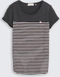 TOM TAILOR DENIM Damen Gestreiftes T-Shirt, grau, Gestreift, Gr. XXL