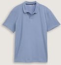 TOM TAILOR Herren Ripp Poloshirt mit Stretch-Anteil, blau, Uni, Gr. XL