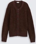 TOM TAILOR Damen Bouclé Cardigan mit Wollanteil, braun, Meliert, Gr. XS