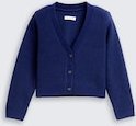 TOM TAILOR Mädchen Cardigan mit V-Ausschnitt, blau, Uni, Gr. 128/134