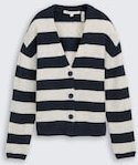 TOM TAILOR DENIM Damen Cardigan mit V-Ausschnitt, blau, Gestreift, Gr. M