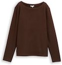 TOM TAILOR Damen Soft-Touch Sweatshirt mit Knopf-Details, braun, Meliert, Gr. M