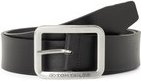 Thumbnail - TOM TAILOR Herren TTTED Ledergürtel mit eckiger Dornschließe, schwarz, Logo Print, Gr. 80