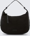TOM TAILOR Damen TTLYSA M Schultertasche in Velourleder-Optik, schwarz, Uni, Gr. ONESIZE