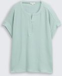 TOM TAILOR Damen Crinkle T-Shirt, blau, Uni, Gr. XS