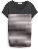 TOM TAILOR DENIM Damen Gestreiftes T-Shirt, grau, Gestreift, Gr. XL