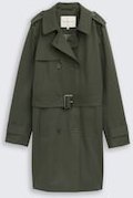 TOM TAILOR Damen Trenchcoat aus wasserabweisendem Material, grün, Uni, Gr. S