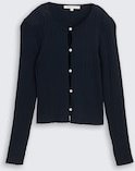 TOM TAILOR DENIM Damen Cardigan mit Rippstruktur, blau, Uni, Gr. M