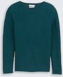 TOM TAILOR Damen Strickpullover aus Baumwolle, grün, Uni, Gr. XS