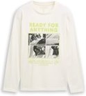 Thumbnail - TOM TAILOR Jungen Oversize Langarmshirt mit Print, weiß, Uni, Gr. 176