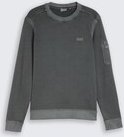 TOM TAILOR Herren Sweatshirt mit Ärmeltasche, schwarz, Uni, Gr. L