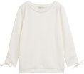 TOM TAILOR DENIM Damen Sweatshirt mit Raffärmeln, weiß, Uni, Gr. L