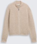 TOM TAILOR DENIM Damen Cardigan mit Reißverschluss, beige, Meliert, Gr. XXL