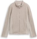 TOM TAILOR Damen Sweatjacke mit Stehkragen, braun, Meliert, Gr. XS