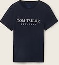 Thumbnail - TOM TAILOR Damen T-Shirt mit Logo-Stickerei, blau, Uni, Gr. M