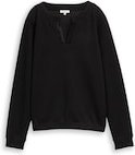TOM TAILOR Damen Scuba Sweatshirt mit Strasssteinen, schwarz, Uni, Gr. M