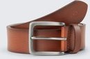 TOM TAILOR Herren TTSCOTT Ledergürtel mit eckiger Dornschließe, braun, Logo Print, Gr. 110