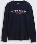 TOM TAILOR Herren Langarmshirt mit Logo-Print, blau, Uni, Gr. XXL