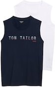 TOM TAILOR Herren Tanktops im 2er-Pack, blau, Uni, Gr. M