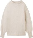 TOM TAILOR Damen Strickpullover mit Stehkragen, weiß, Uni, Gr. S