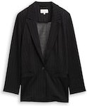 TOM TAILOR Damen Loose Fit Blazer mit Glitzer-Effekt, grau, Nadelstreifen, Gr. XXXL