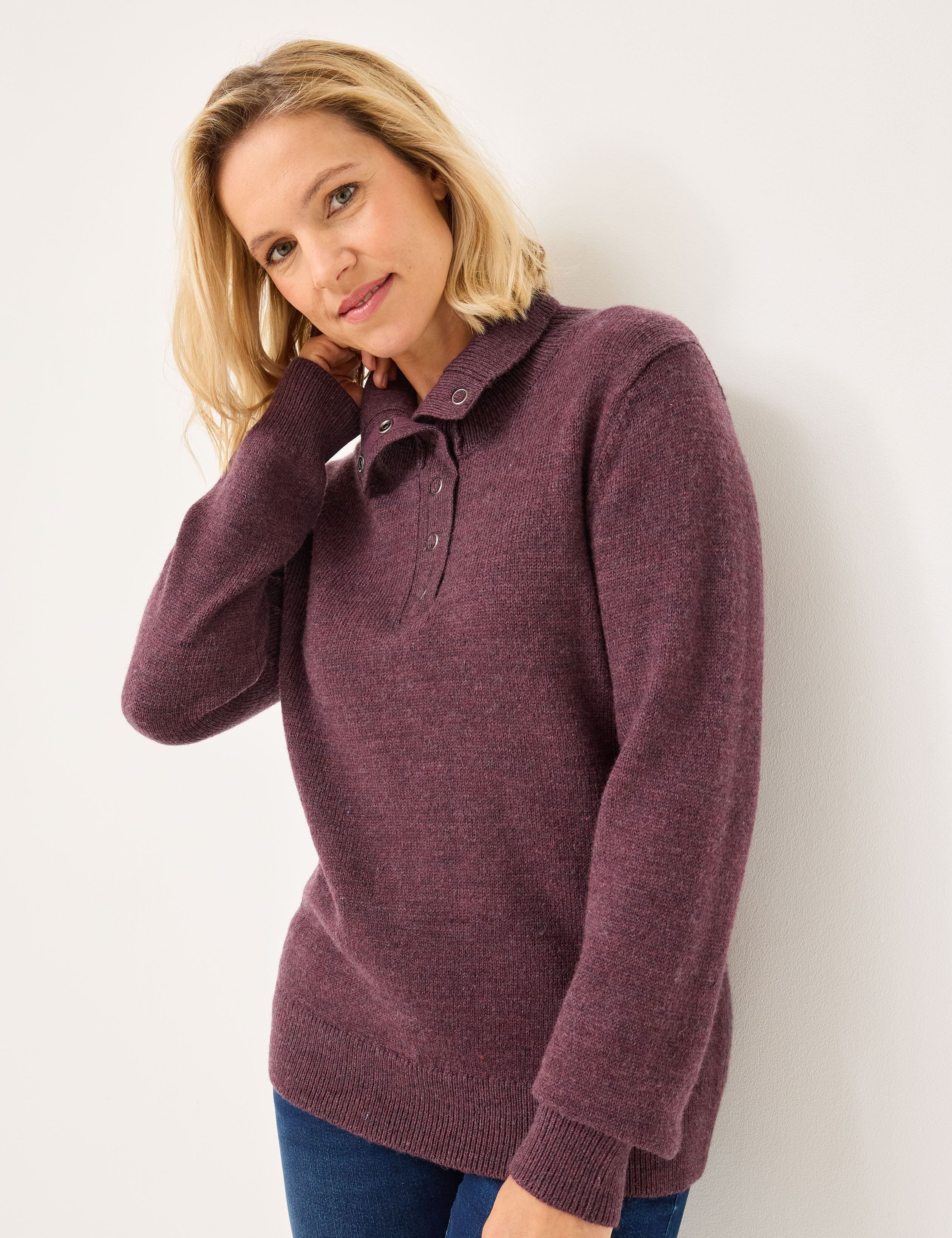 Pullover, Knopfleiste u. Polokragen