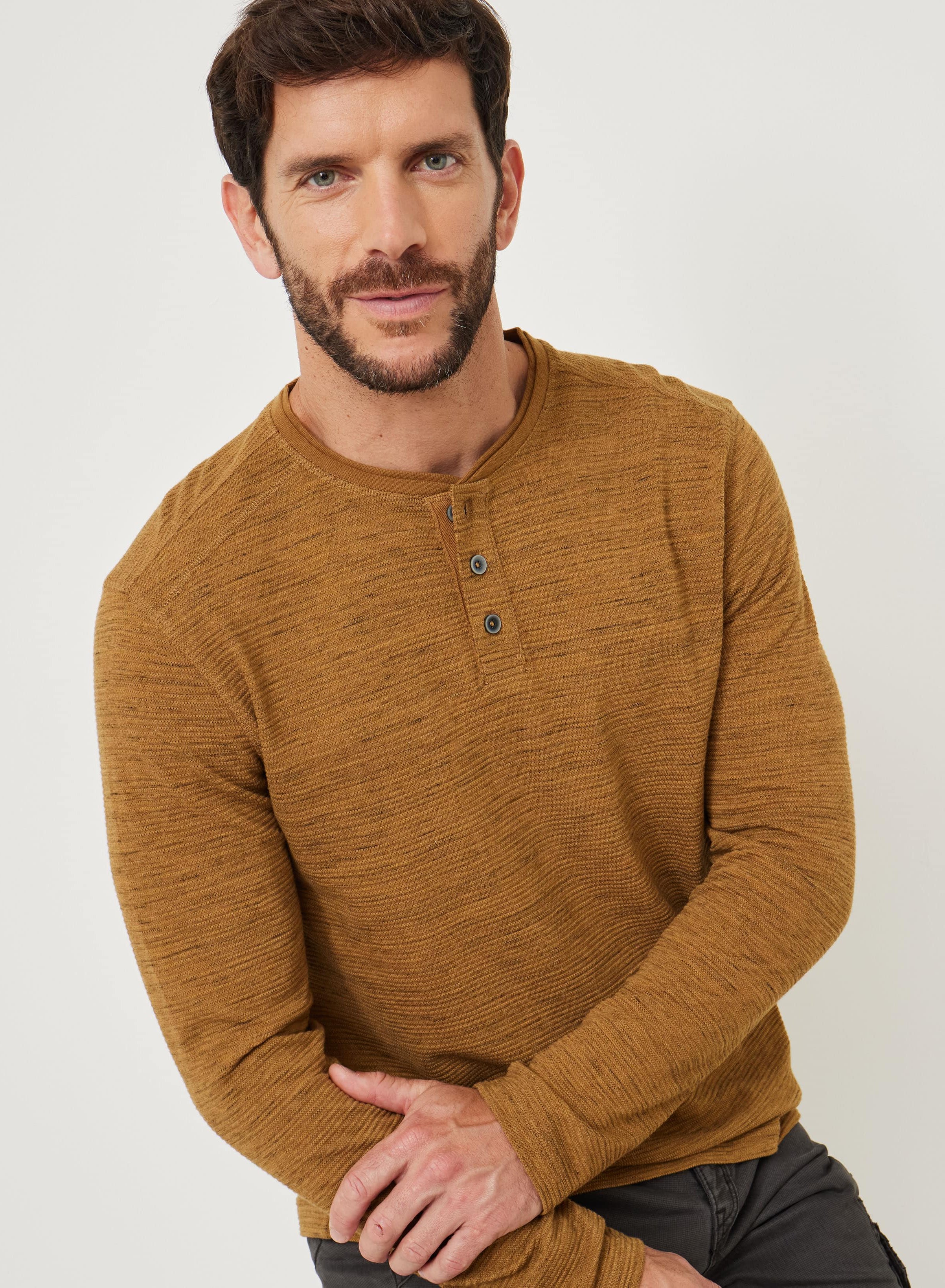 Henley Shirt mit Waffeloptik