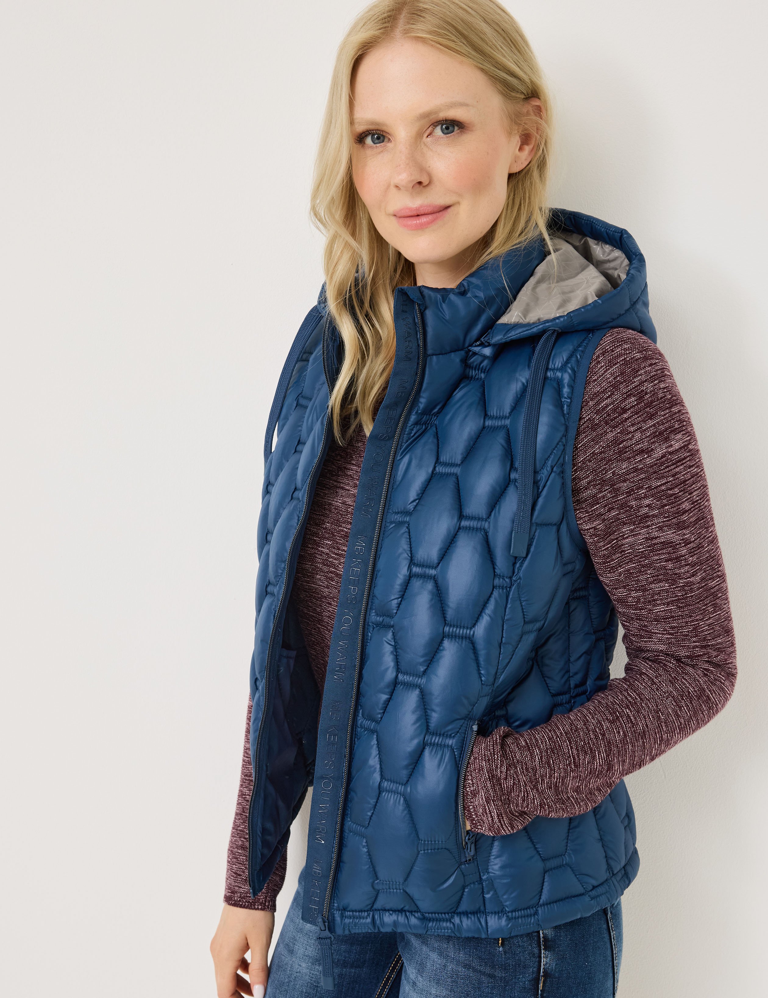 Damen-Steppweste, Kapuze abnehmbar