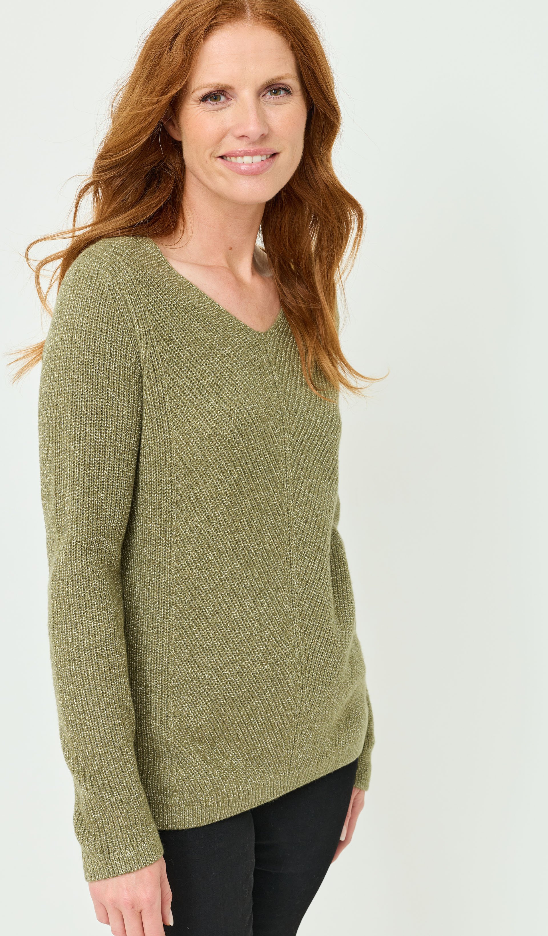 Baumwoll-Pullover mit V-Ausschnitt