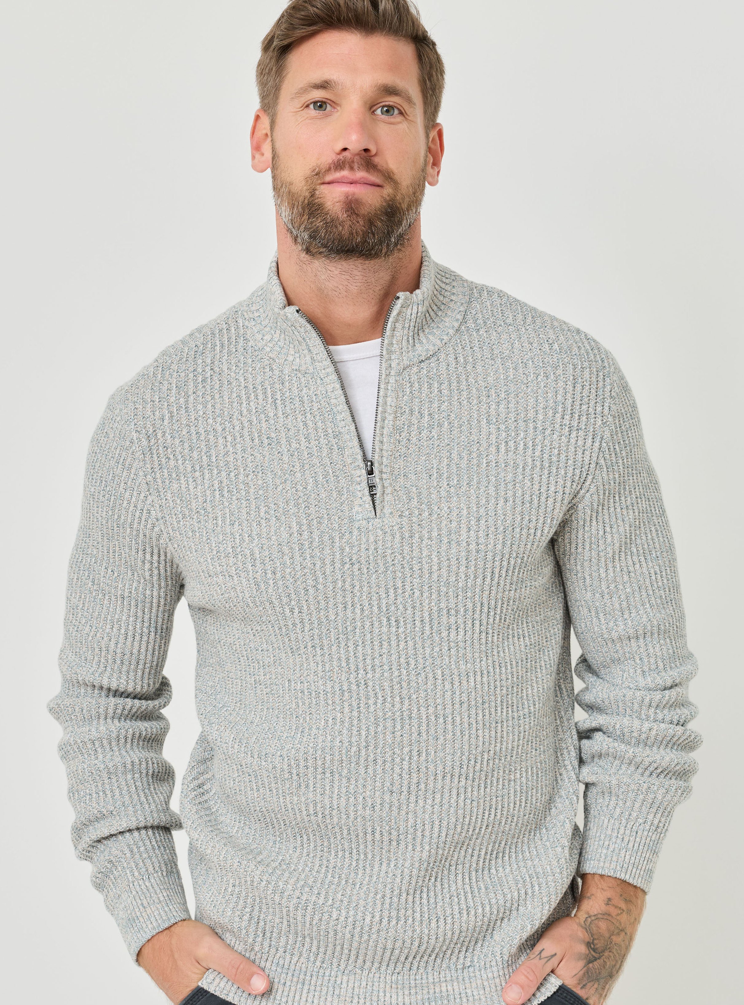 100% Cotton, Pulli m. Troyerkragen