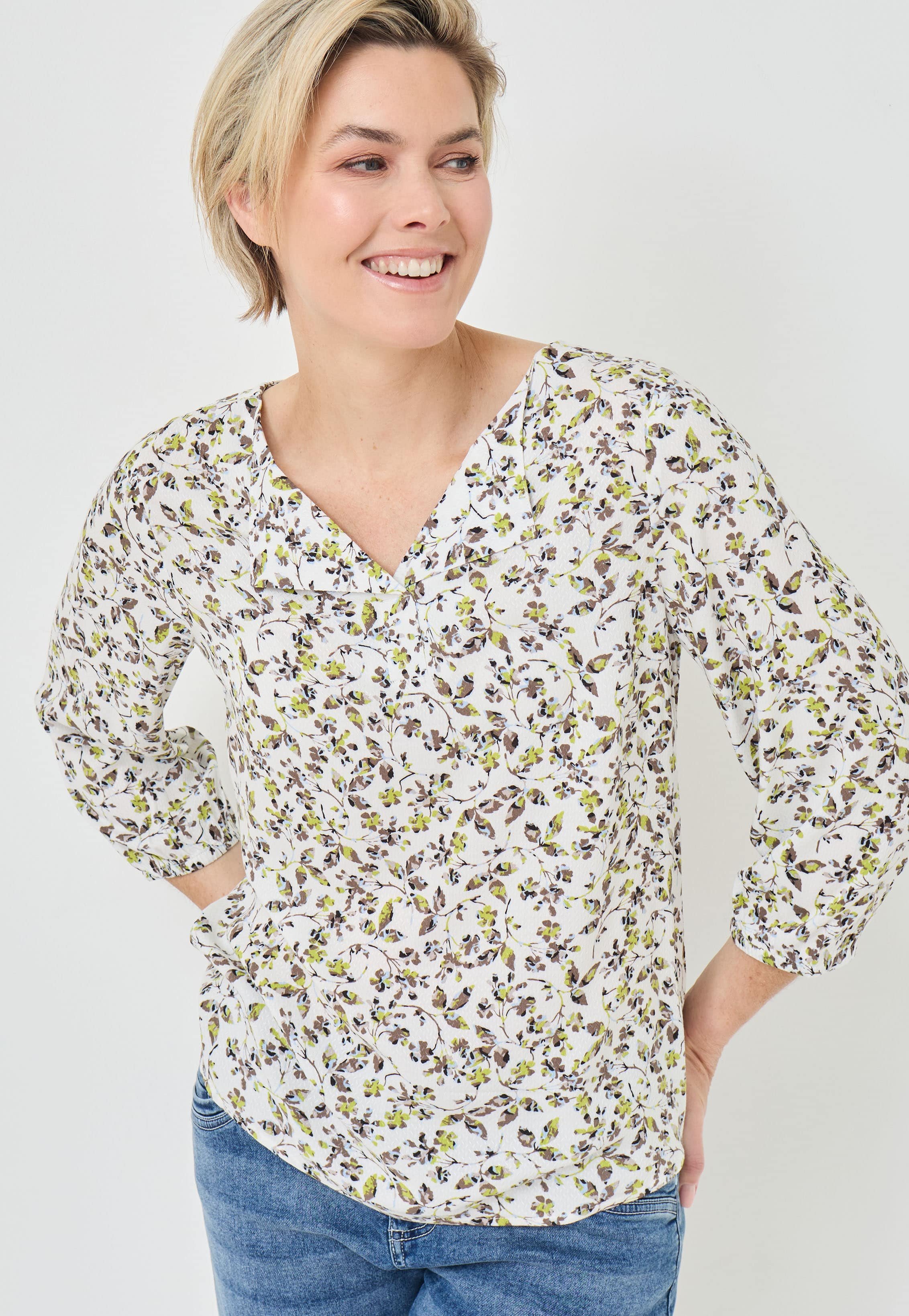 Softe Bluse m. dezentem Blumenprint