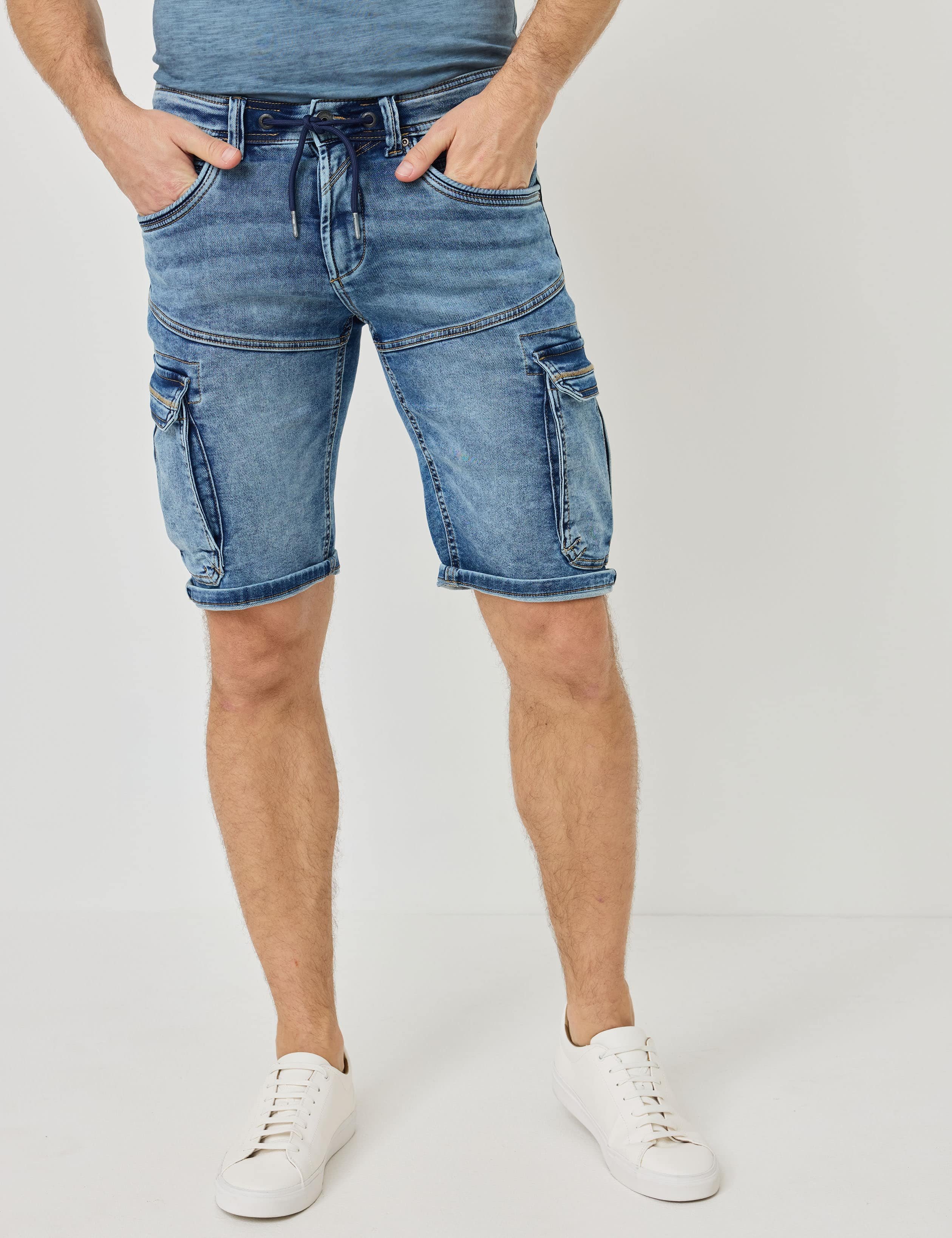 Bequeme Jeansbermuda, Cargo-Style