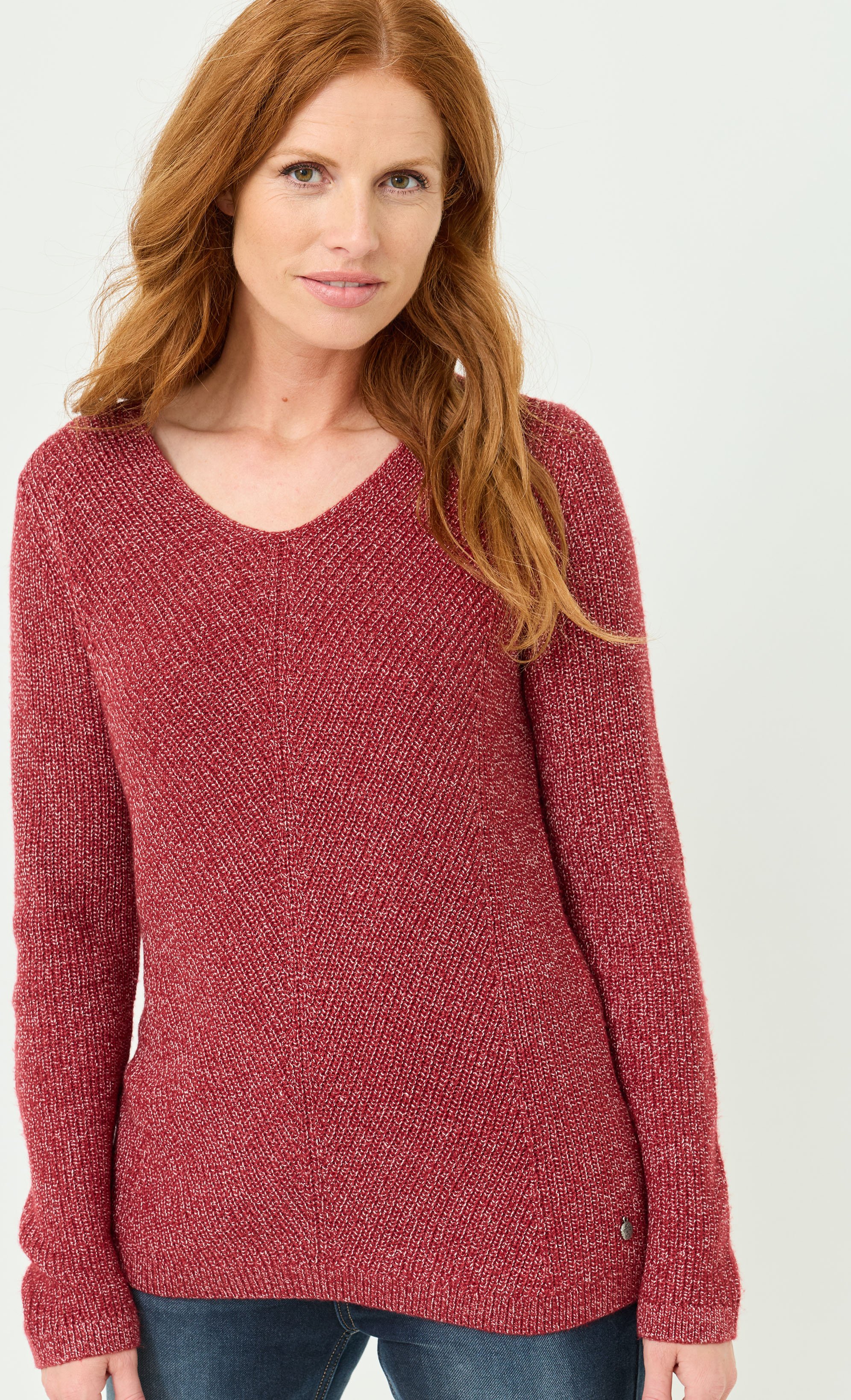 Baumwoll-Pullover mit V-Ausschnitt