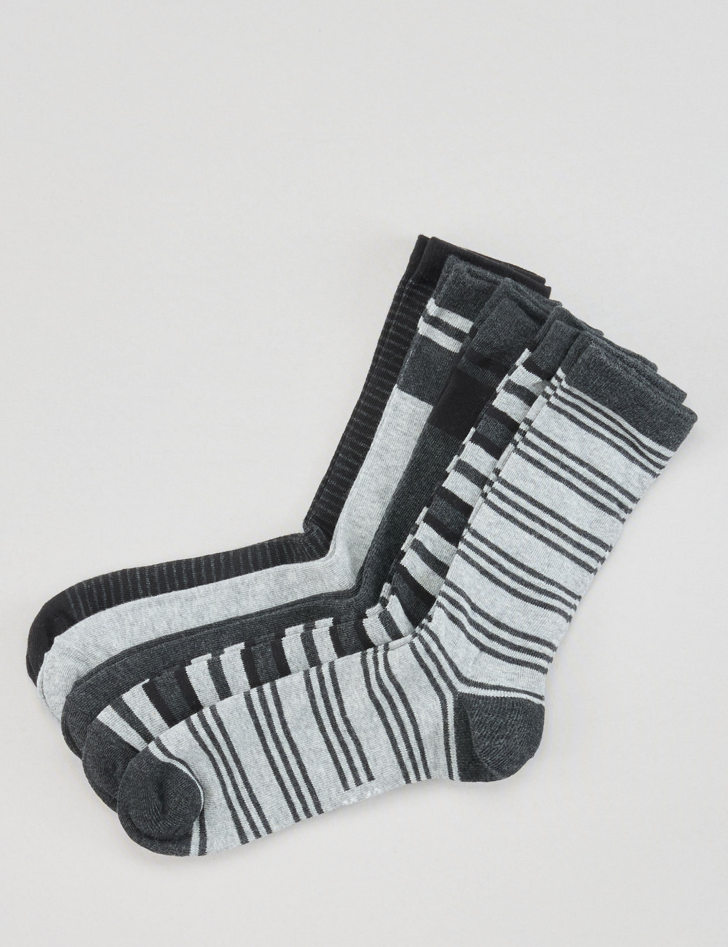 5er Pack Socken, uni + Streifen