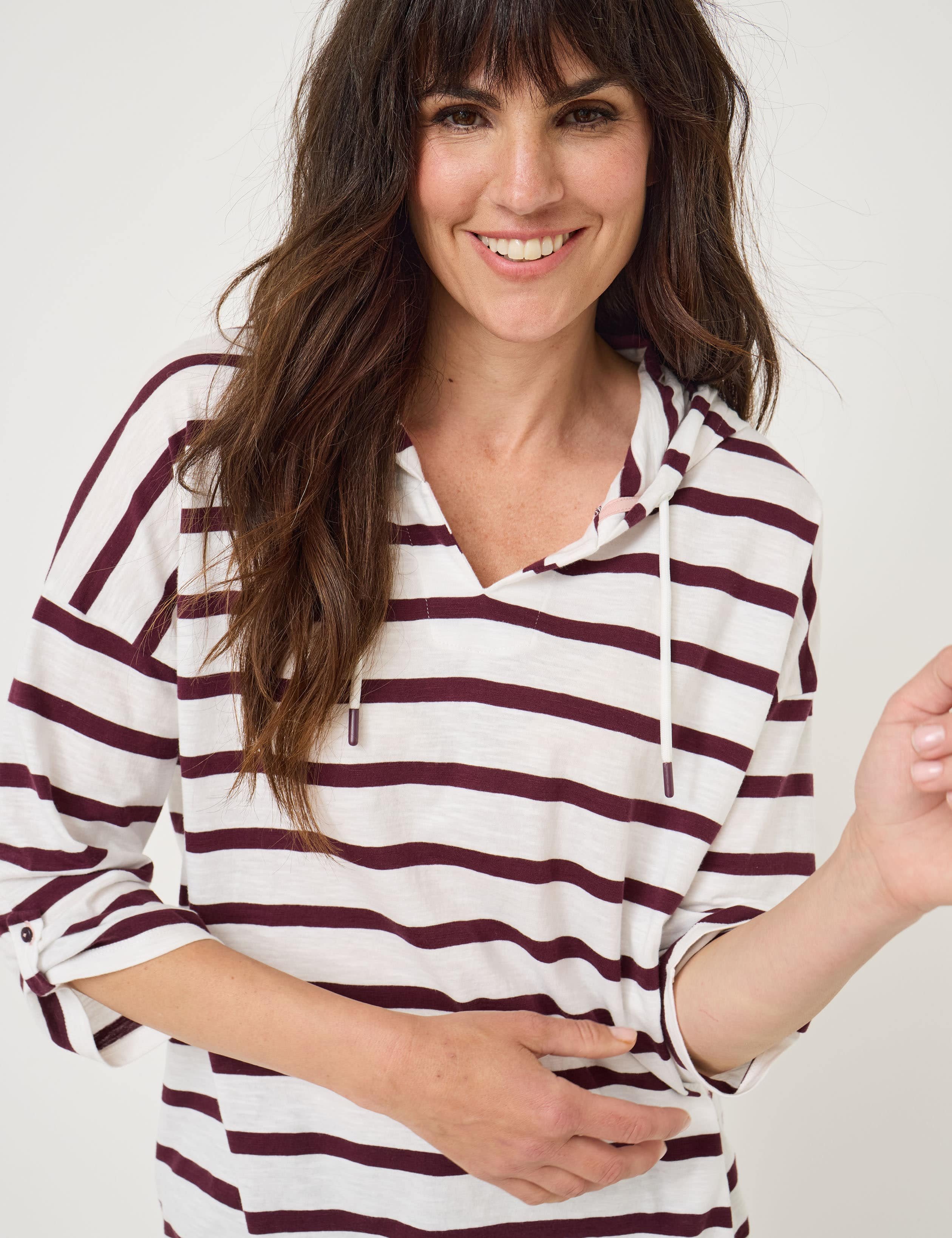 Streifen-Shirt mit Kapuze