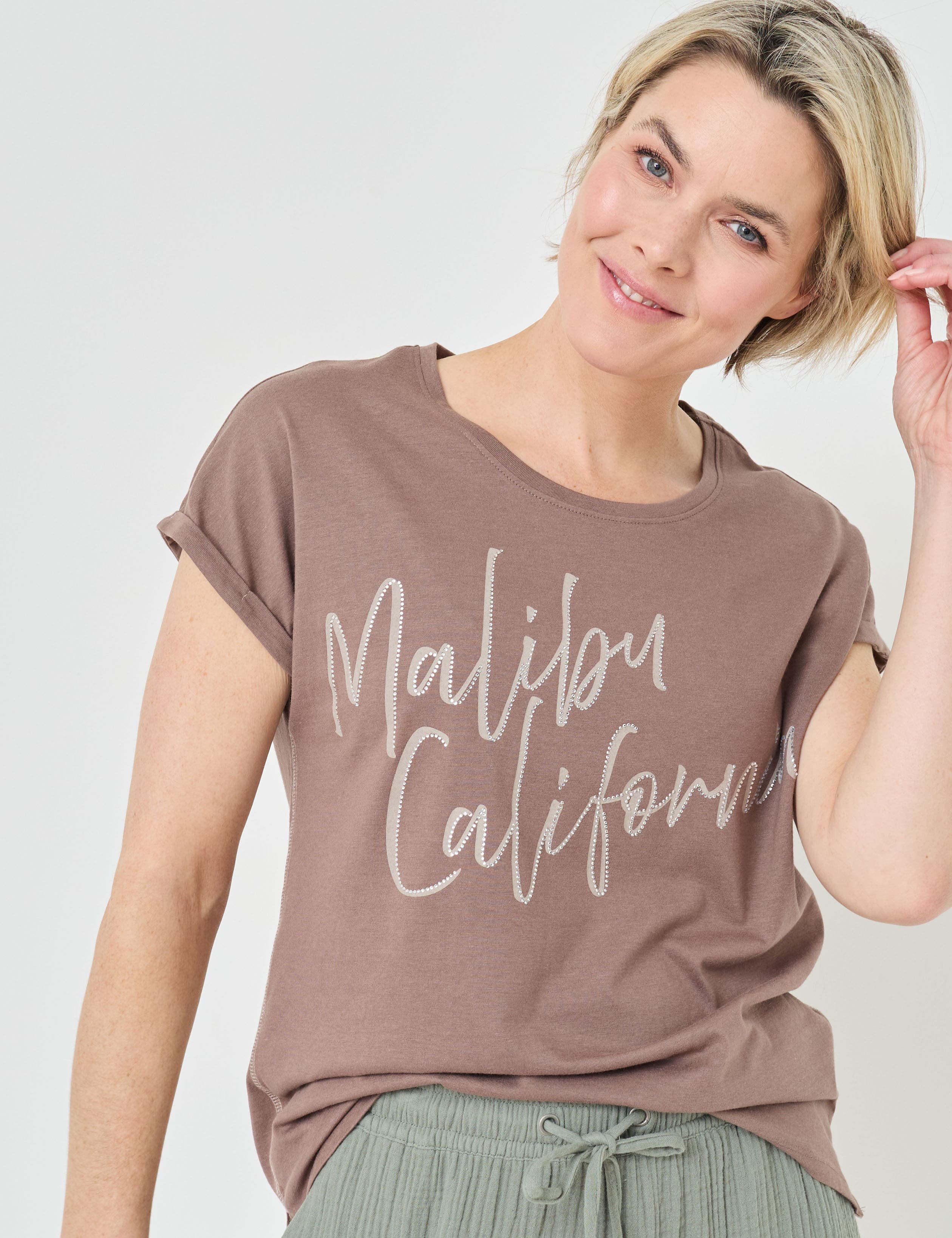 T-Shirt mit Glitzer-Schriftzug