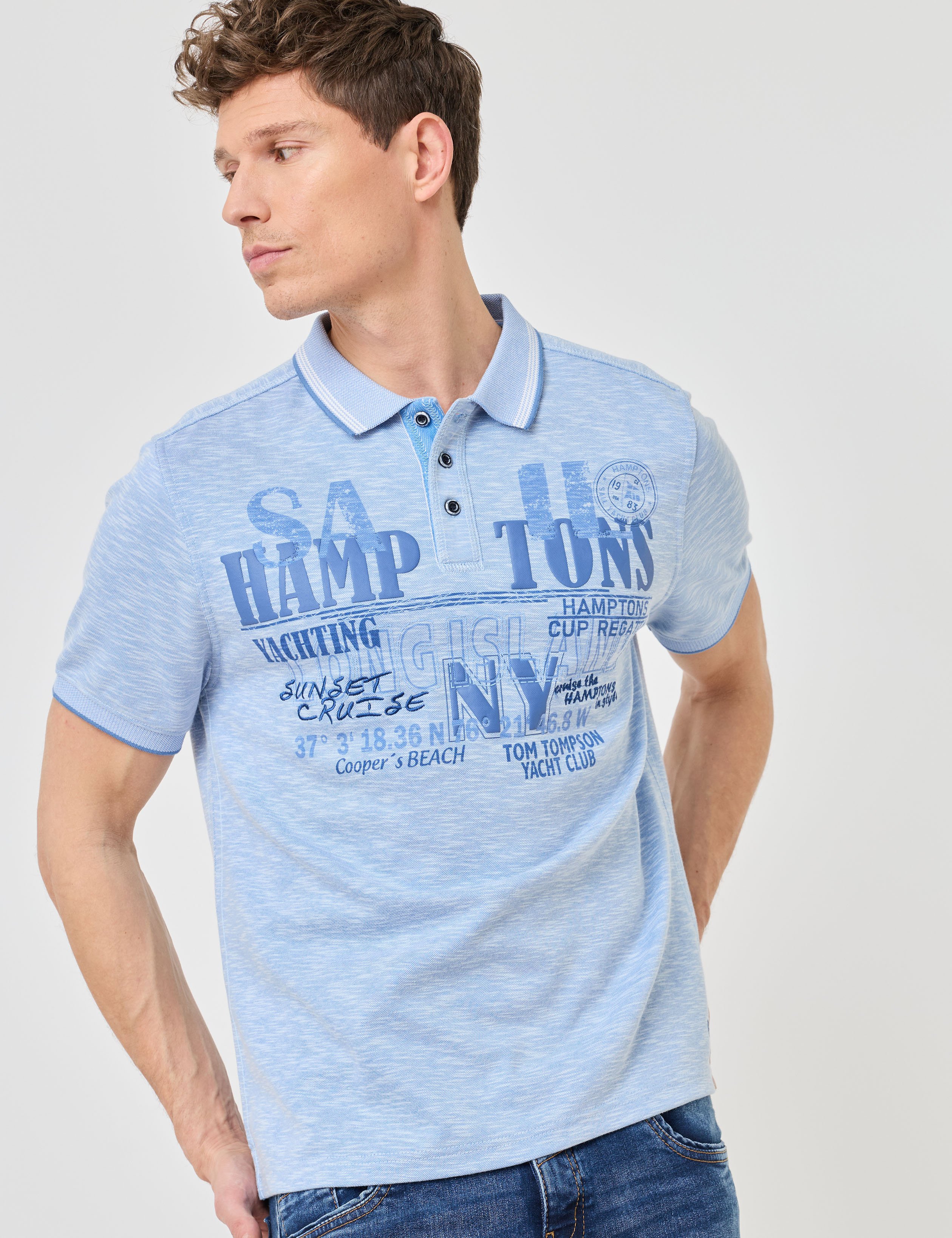 Poloshirt mit sportivem Frontprint