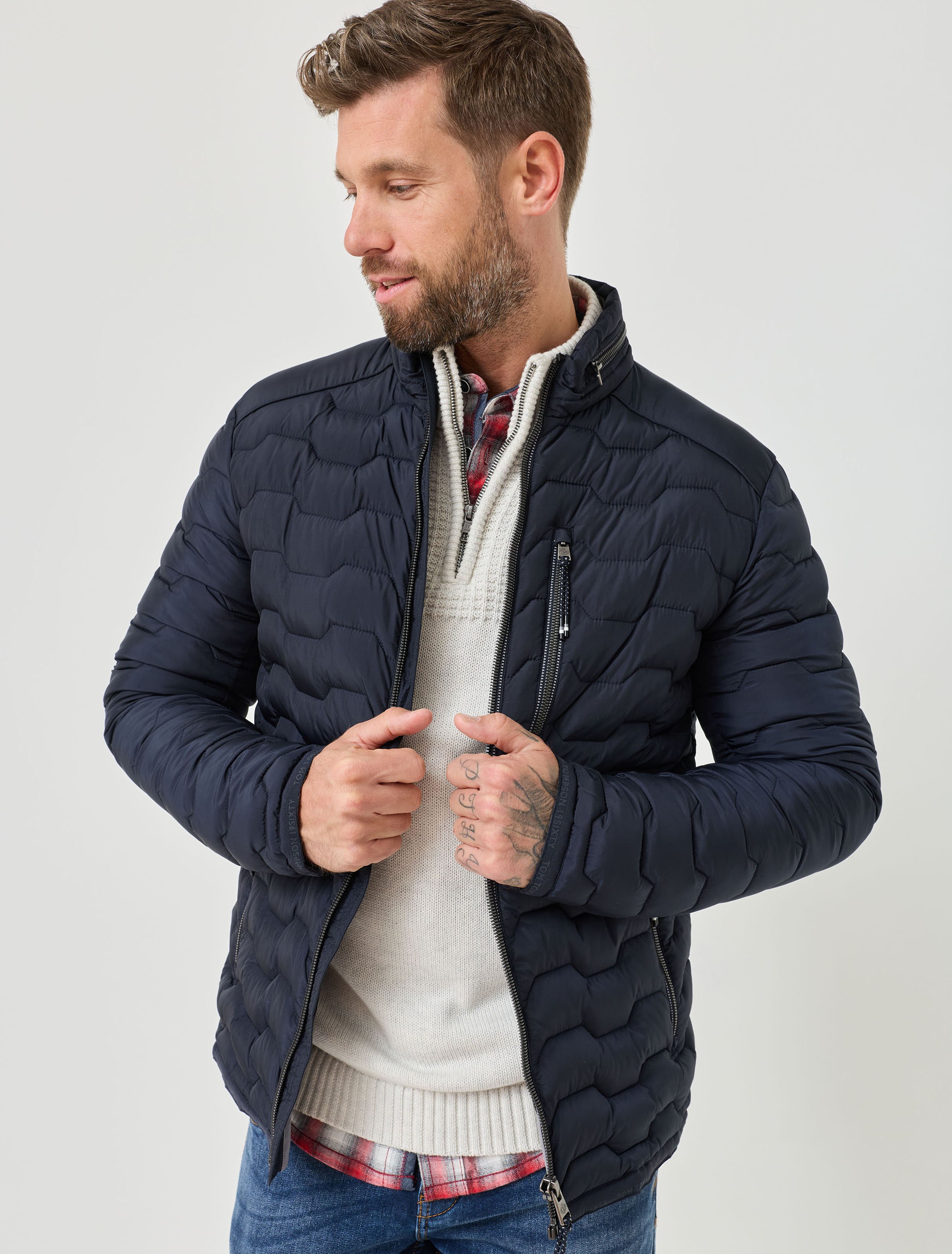 Stepp-Blouson mit Stehkragen