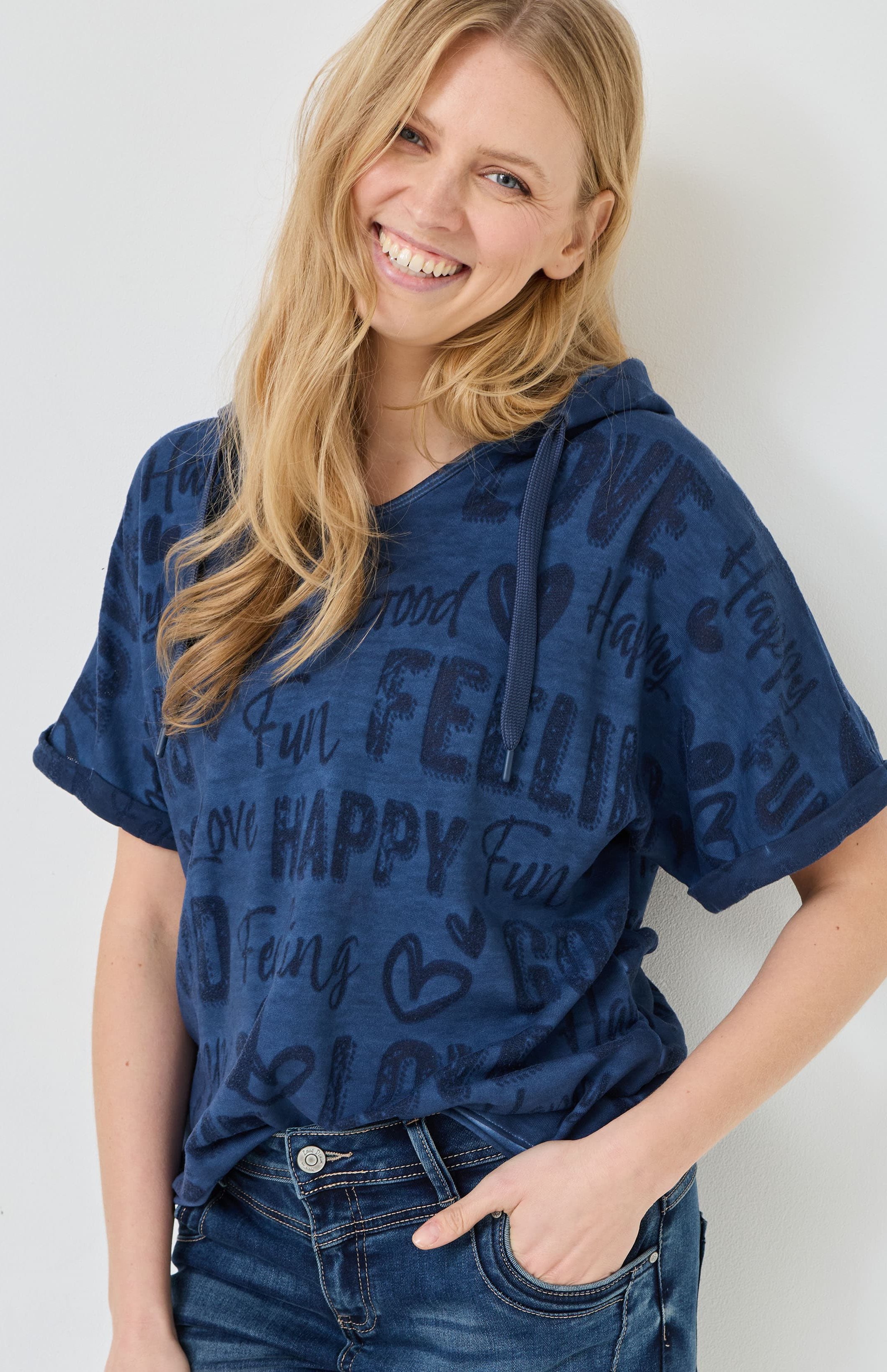 Lässiges T-Shirt, washed Look