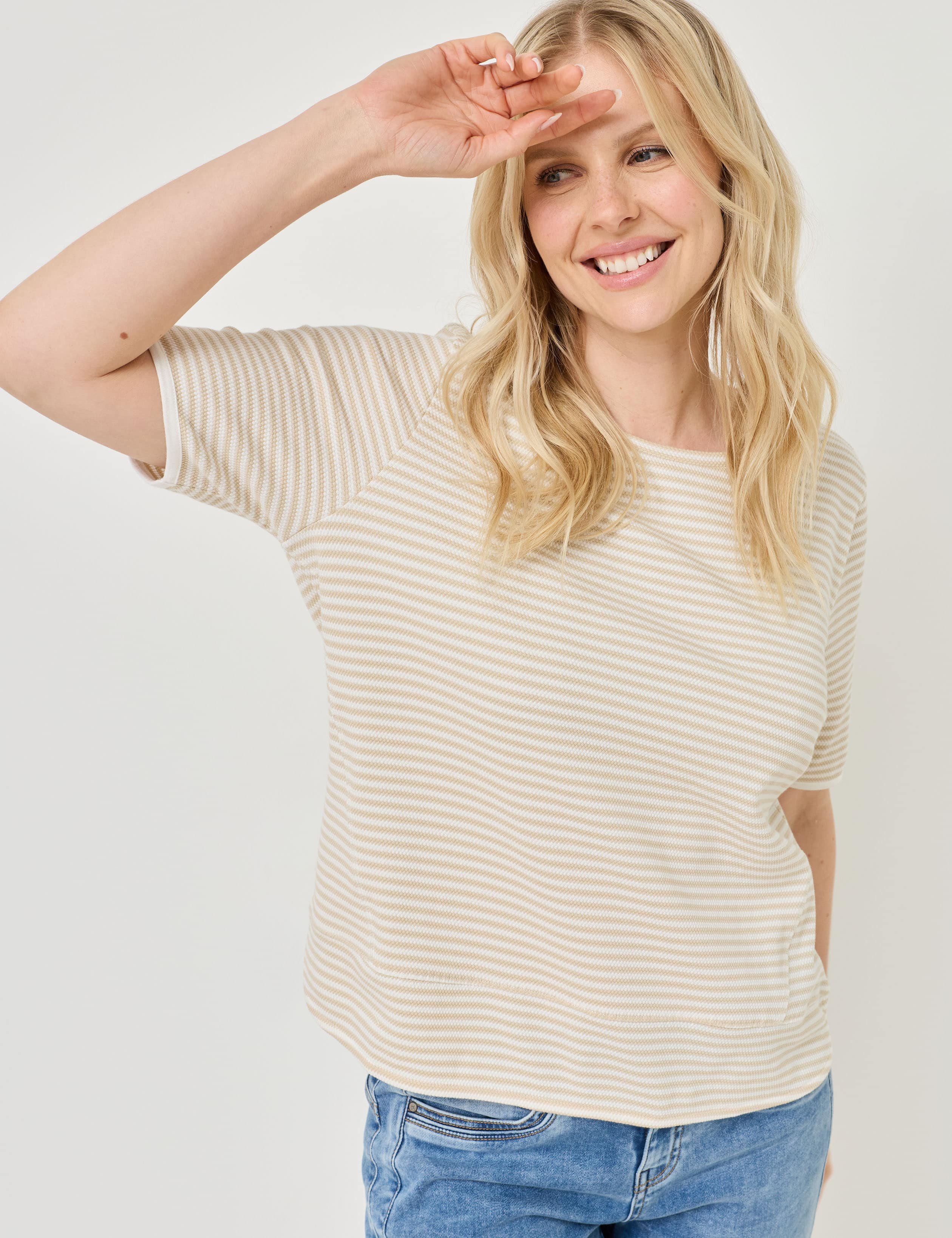 T-Shirt in Piqué-Optik